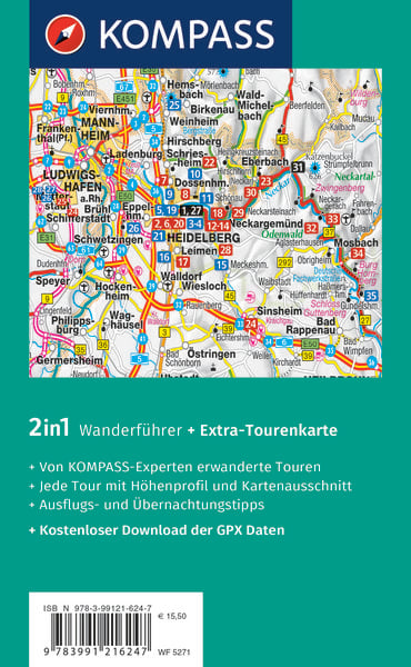 Produktbild: KOMPASS Wanderf&uuml;hrer Heidelberg mit Neckarsteig, 35 Touren