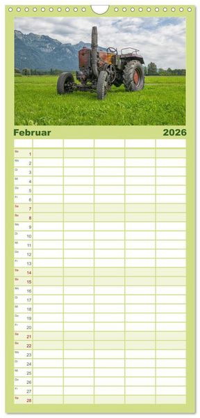 Produktbild: Familienplaner 2026 - Traktoren &ndash; Nostalgie auf dem Bauernhof mit 5 Spalten (Wandkalender, 21 x 45 cm) CALVENDO