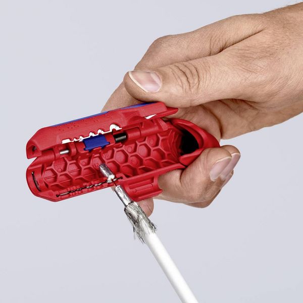 Produktbild: Knipex 16 95 01 SB ErgoStrip Kabelentmanteler Geeignet f&uuml;r Rundkabel, Feuchtraumkabel, Datenkabel, Koaxialkabel 4.8 bis 13 mm 0.2 bis 4 mm&sup2;