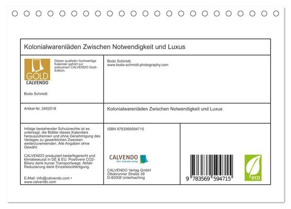 Produktbild: Kolonialwarenl&auml;den Zwischen Notwendigkeit und Luxus (Tischkalender 2027 DIN A5 quer), CALVENDO Monatskalender