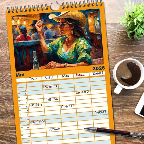 Produktbild: Familienplaner 2026 - Wild West Moments mit 5 Spalten (Wandkalender, 21 x 45 cm) CALVENDO