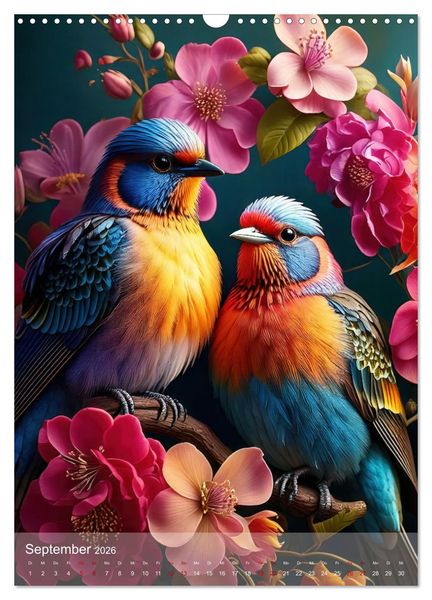 Produktbild: Exotische Harmonie - Paradiesv&ouml;gel und Blumenpracht (Wandkalender 2026 DIN A3 hoch), CALVENDO Monatskalender