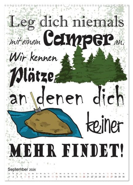 Produktbild: CampingSpr&uuml;che (Wandkalender 2026 DIN A2 hoch), CALVENDO Monatskalender