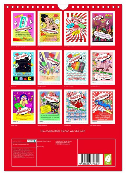 Produktbild: Die coolen 80er. Sch&ouml;n war die Zeit! (Wandkalender 2026 DIN A4 hoch), CALVENDO Monatskalender