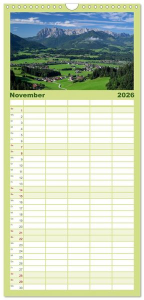 Produktbild: Familienplaner 2026 - Kaiserwinkl - Sommerbilder aus Tirol mit 5 Spalten (Wandkalender, 21 x 45 cm) CALVENDO