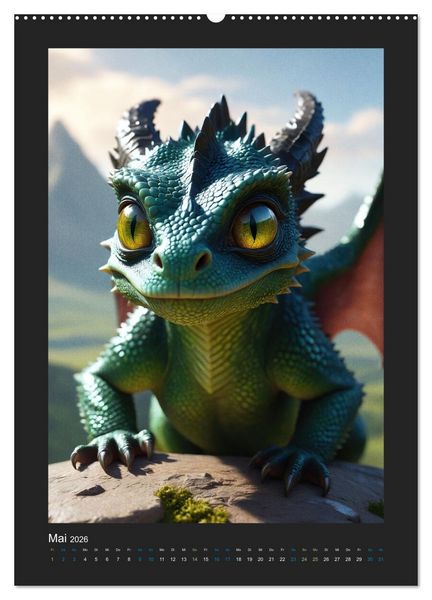 Produktbild: Verzauberte Drachen: Ein Jahr voll kleiner Wunder! (hochwertiger Premium Wandkalender 2026 DIN A2 hoch), Kunstdruck in Hochglanz