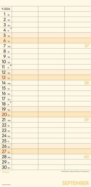 Planer für zwei 2026 mit 3 Spalten - Familien-Timer 22x45 cm - Offset-Papier - mit Ferienterminen - Wand-Planer - Familienkalender - Alpha Edition