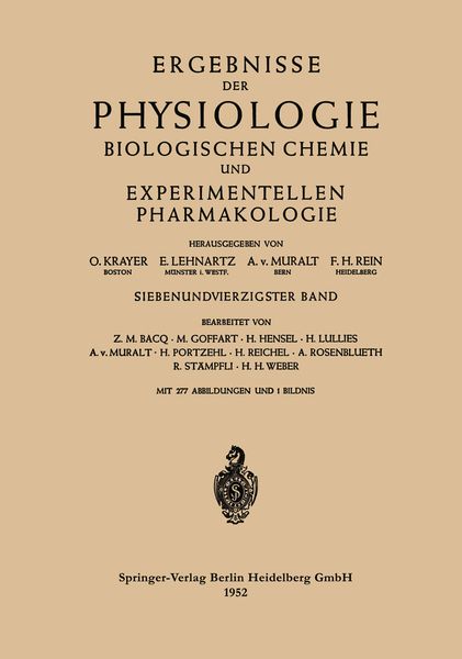 Produktbild: Ergebnisse der Physiologie Biologischen Chemie und Experimentellen Pharmakologie