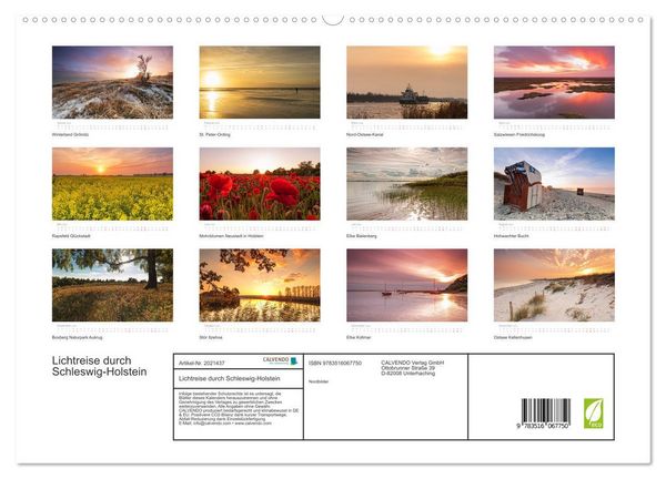 Produktbild: Lichtreise durch Schleswig-Holstein (hochwertiger Premium Wandkalender 2026 DIN A2 quer), Kunstdruck in Hochglanz