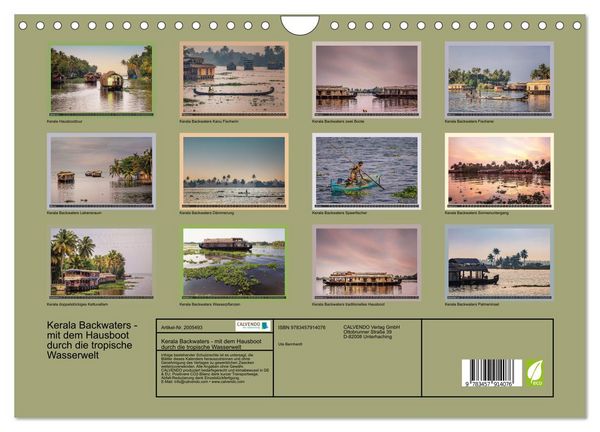 Produktbild: Kerala Backwaters - mit dem Hausboot durch die tropische Wasserwelt (Wandkalender 2026 DIN A4 quer), CALVENDO Monatskalender