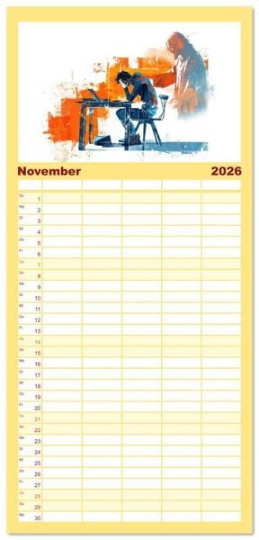 Produktbild: Familienplaner 2026 - F&uuml;hle dich inspiriert und begleitet mit 5 Spalten (Wandkalender, 21 x 45 cm) CALVENDO
