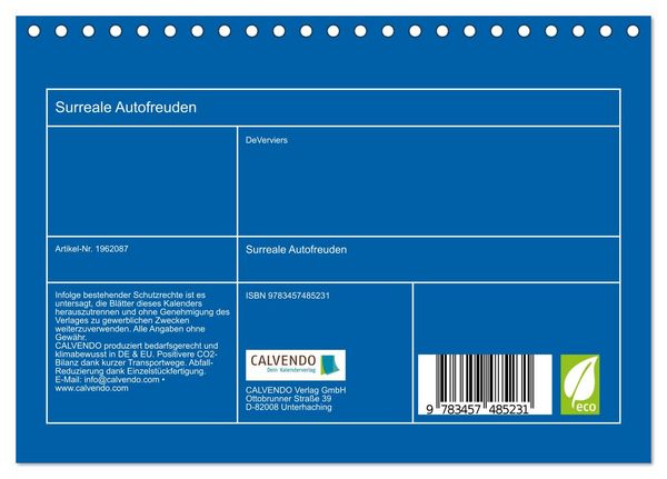 Produktbild: Surreale Autofreuden (Tischkalender 2026 DIN A5 quer), CALVENDO Monatskalender