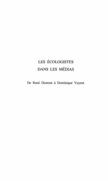 Produktbild: Les Ecologistes Dans Les Medias