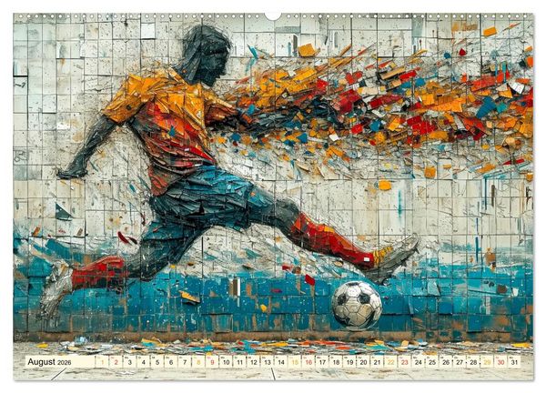 Produktbild: Fu&szlig;ball Graffiti - sportliche Kunst (hochwertiger Premium Wandkalender 2026 DIN A2 quer), Kunstdruck in Hochglanz
