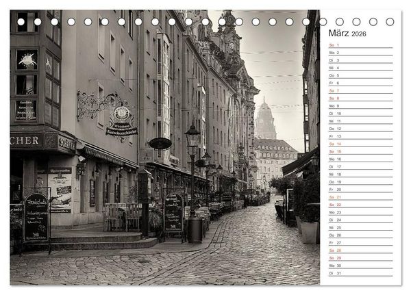 Produktbild: Dresden Schwarz-Wei&szlig; (Tischkalender 2026 DIN A5 quer), CALVENDO Monatskalender