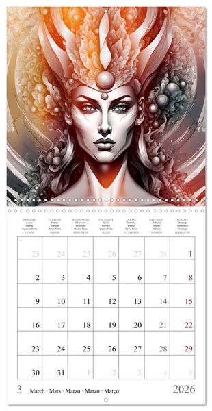 Produktbild: Univers Enchanteresses (Calendrier mural carr&eacute; 2026 30x30 cm) Calendrier double avec une page pour vos prises de notes