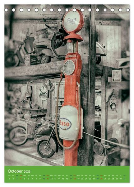 Produktbild: Fuel vintage pumps (Desk Calendar 2026 DIN A5 portrait), CALVENDO 12 Month DeskCalendar