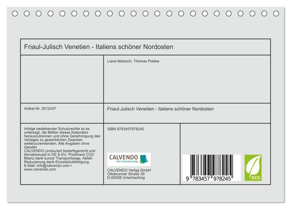 Produktbild: Friaul-Julisch Venetien - Italiens sch&ouml;ner Nordosten (Tischkalender 2026 DIN A5 quer), CALVENDO Monatskalender
