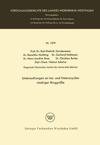 Produktbild: Untersuchungen an Iso- und Heterocyclen niedriger Ringgr&ouml;&szlig;e