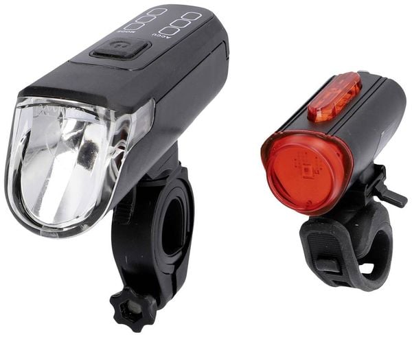 Produktbild: FISCHER FAHRRAD Fahrradbeleuchtung Set TWIN-60/30/15 LED Schwarz