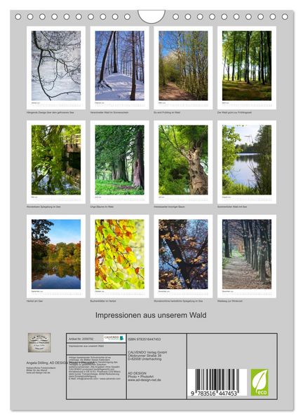 Produktbild: Impressionen aus unserem Wald (Wandkalender 2026 DIN A4 hoch), CALVENDO Monatskalender
