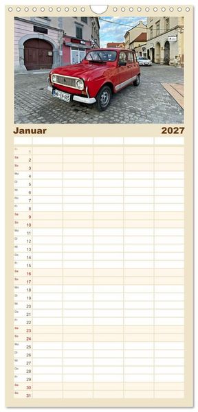 Produktbild: Familienplaner 2027 - Kultauto aus Frankreich - Renault 4 mit 5 Spalten (Wandkalender, 21 x 45 cm) CALVENDO