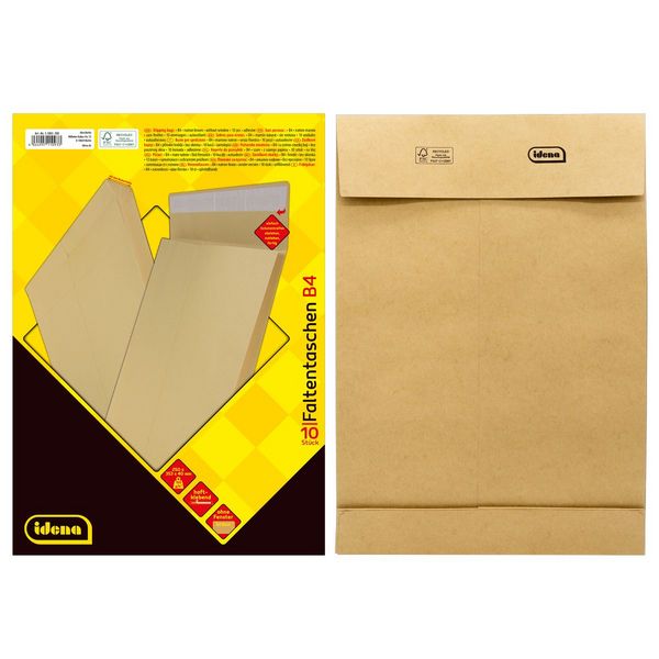 Idena Faltentaschen braun DIN B4 10 Stück