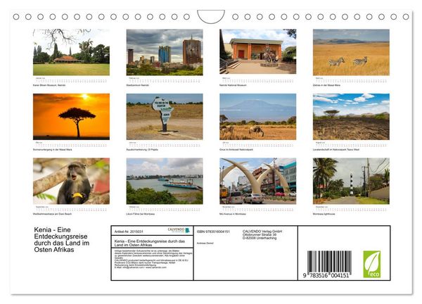 Produktbild: Kenia - Eine Entdeckungsreise durch das Land im Osten Afrikas (Wandkalender 2026 DIN A4 quer), CALVENDO Monatskalender