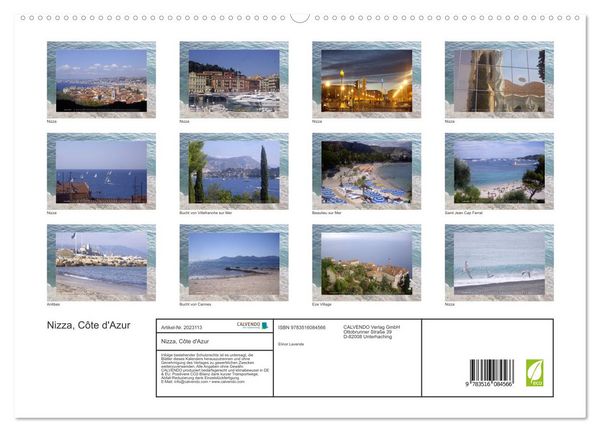 Produktbild: Nizza, C&ocirc;te d'Azur (hochwertiger Premium Wandkalender 2026 DIN A2 quer), Kunstdruck in Hochglanz