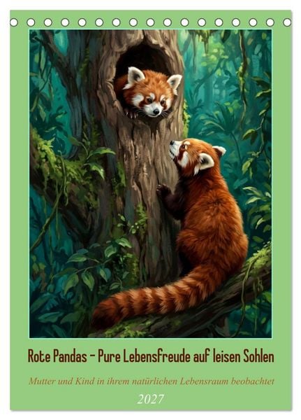Produktbild: Rote Pandas &ndash; Pure Lebensfreude auf leisen Sohlen (Tischkalender 2027 DIN A5 hoch), CALVENDO Monatskalender