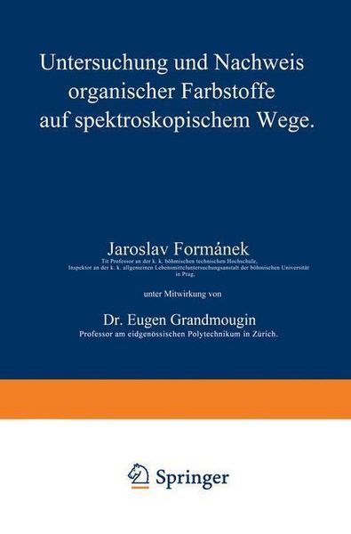 Produktbild: Untersuchung und Nachweis organischer Farbstoffe auf spektroskopischem Wege