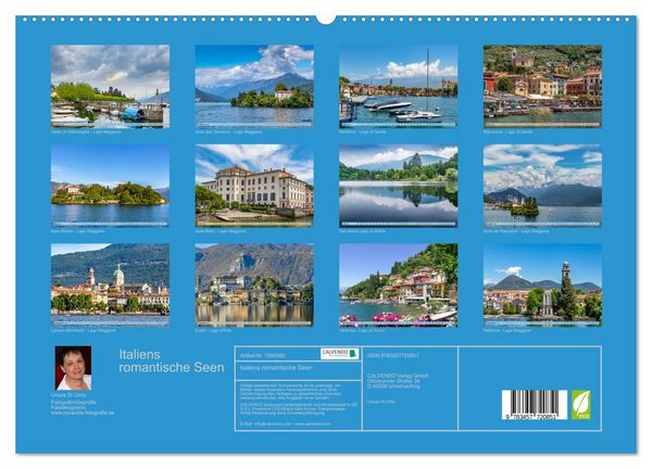 Produktbild: Italiens romantische Seen (hochwertiger Premium Wandkalender 2026 DIN A2 quer), Kunstdruck in Hochglanz