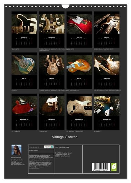 Produktbild: Vintage Gitarren (Wandkalender 2026 DIN A3 hoch), CALVENDO Monatskalender