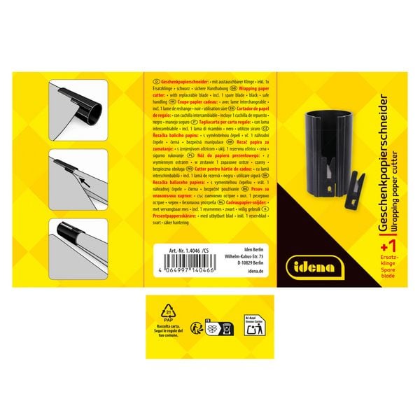 Produktbild: Idena Geschenkpapierschneider schwarz inkl. Ersatzklinge