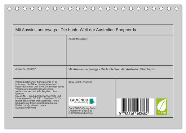 Produktbild: Mit Aussies unterwegs - Die bunte Welt der Australian Shepherds (Tischkalender 2026 DIN A5 quer), CALVENDO Monatskalender