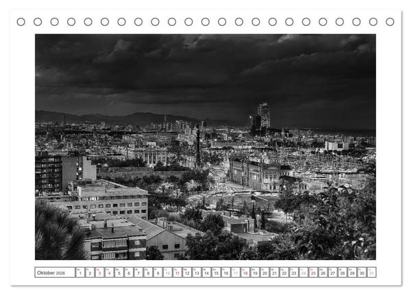 Produktbild: Barcelona Photografien in Schwarz / Wei&szlig; (Tischkalender 2026 DIN A5 quer), CALVENDO Monatskalender