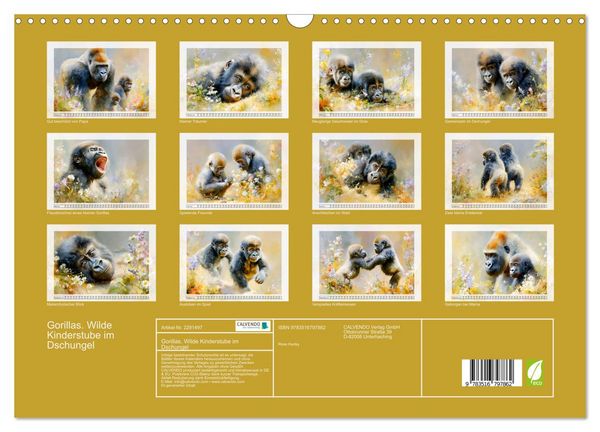 Produktbild: Gorillas. Wilde Kinderstube im Dschungel (Wandkalender 2027 DIN A3 quer), CALVENDO Monatskalender