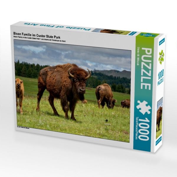 CALVENDO Puzzle Bison Familie im Custer State Park | 1000 Teile Lege-Größe 64 × 48 cm Foto-Puzzle für glückliche Stunden