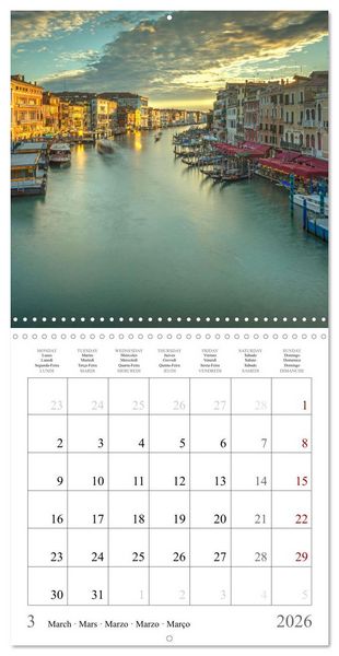 Produktbild: Lieux romantiques &agrave; Venise (Calendrier mural carr&eacute; 2026 30x30 cm) Calendrier double avec une page pour vos prises de notes