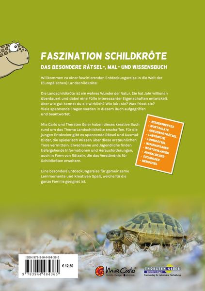 Produktbild: Faszination Schildkr&ouml;te - das besondere R&auml;tsel-, Mal- und Wissensbuch