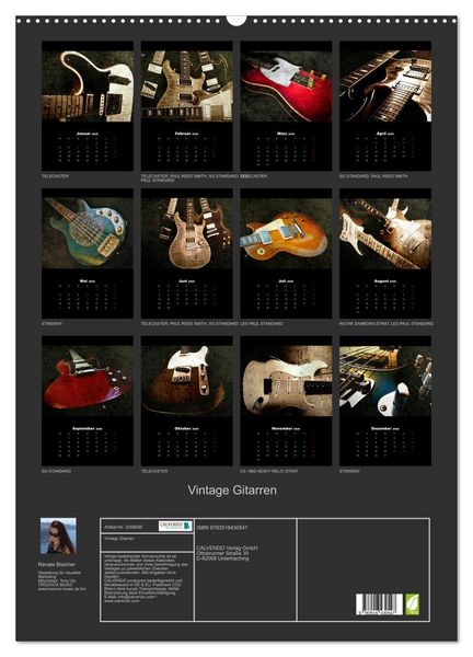 Produktbild: Vintage Gitarren (Wandkalender 2026 DIN A2 hoch), CALVENDO Monatskalender