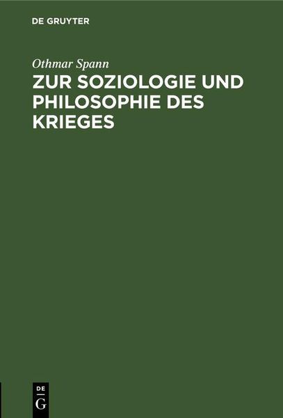 Produktbild: Zur Soziologie und Philosophie des Krieges