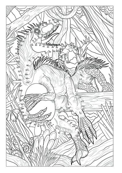 Produktbild: Punkt-zu-Punkt Dinosaurier Malbuch f&uuml;r Kinder von 7&ndash;10 Jahren mit 50 authentischen Ausmalbildern