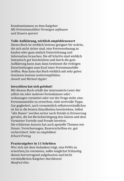 Produktbild: Richtige Kaufentscheidung und erfolgreicher Start mit Ihrer ersten Ferienimmobilie!