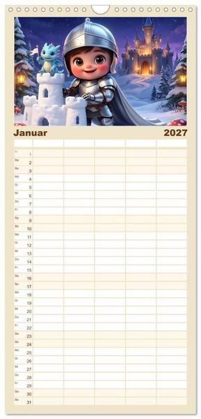 Produktbild: Familienplaner 2027 - Kleiner Ritter - Jahresreise mit 5 Spalten (Wandkalender, 21 x 45 cm) CALVENDO