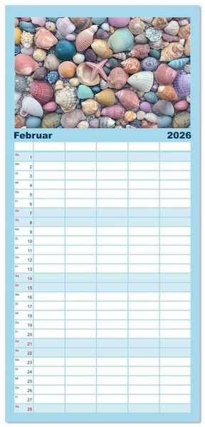 Produktbild: Familienplaner 2026 - Sandgefl&uuml;ster und Muschelzauber mit 5 Spalten (Wandkalender, 21 x 45 cm) CALVENDO