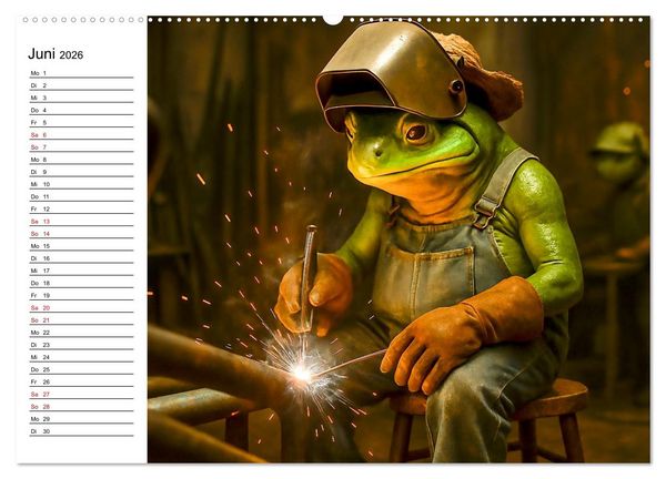 Produktbild: Frosch bei der Arbeit- Dienst nach Vorschrift (hochwertiger Premium Wandkalender 2026 DIN A2 quer), Kunstdruck in Hochglanz