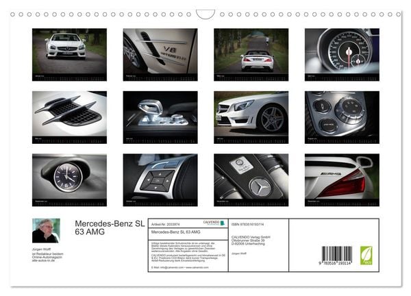Produktbild: Mercedes-Benz SL 63 AMG (Wandkalender 2026 DIN A3 quer), CALVENDO Monatskalender