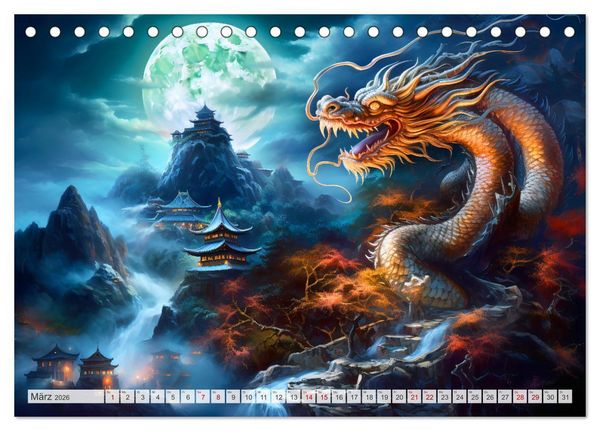 Produktbild: Jahr des Drachen - Im Stil des chinesischen Tierkreiszeichens (Tischkalender 2026 DIN A5 quer), CALVENDO Monatskalender