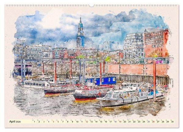 Produktbild: Hamburg - malerische Metropole (hochwertiger Premium Wandkalender 2026 DIN A2 quer), Kunstdruck in Hochglanz